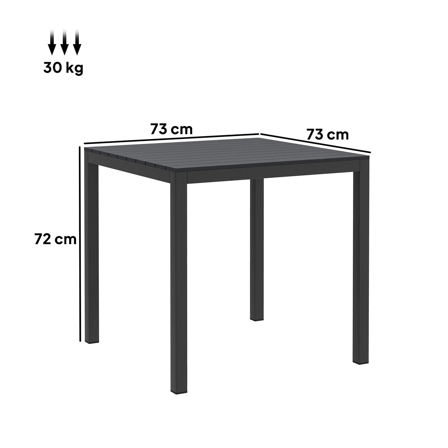 Northio Gartentisch Aluminium 73x73 cm Wetterfest Buffettisch mit Holzoptik, Campingtisch für 4 Personen rutschfest Balkontisch Outdoor Esstisch für Garten, Terrasse Balkon Schwarz Aosom  
