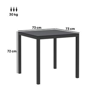 Northio Gartentisch Aluminium 73x73 cm Wetterfest Buffettisch mit Holzoptik, Campingtisch für 4 Personen rutschfest Balkontisch Outdoor Esstisch für Garten, Terrasse Balkon Schwarz Aosom  