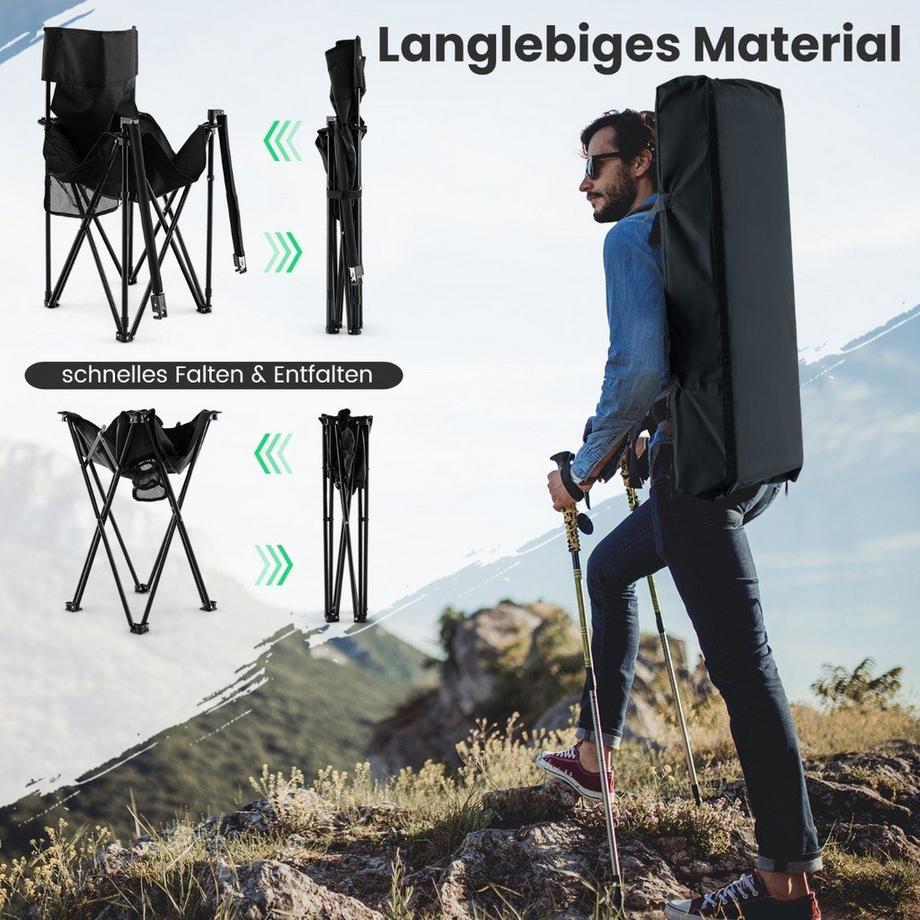 Northix  Übergroße Campingstühle mit Tisch & 2 Getränkehaltern & Aufbewahrungstasche Klappstühle 