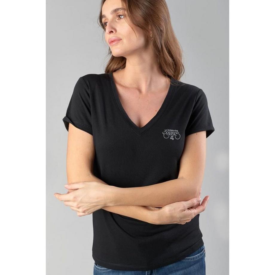 le temps des cerises Smallvtrame T-shirt Col V  
