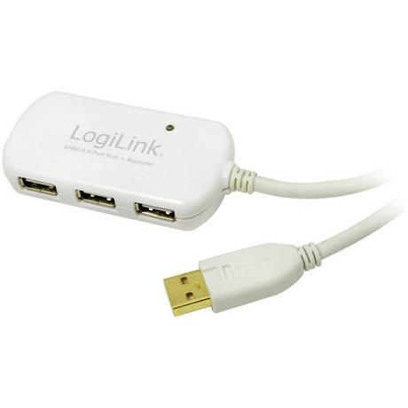 LogiLink  USB 2 Repeaterkabel mit 4 Port USB-Hub 