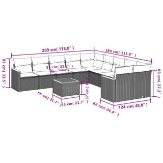 VidaXL Ensemble de canapés de jardin rotin synthétique  