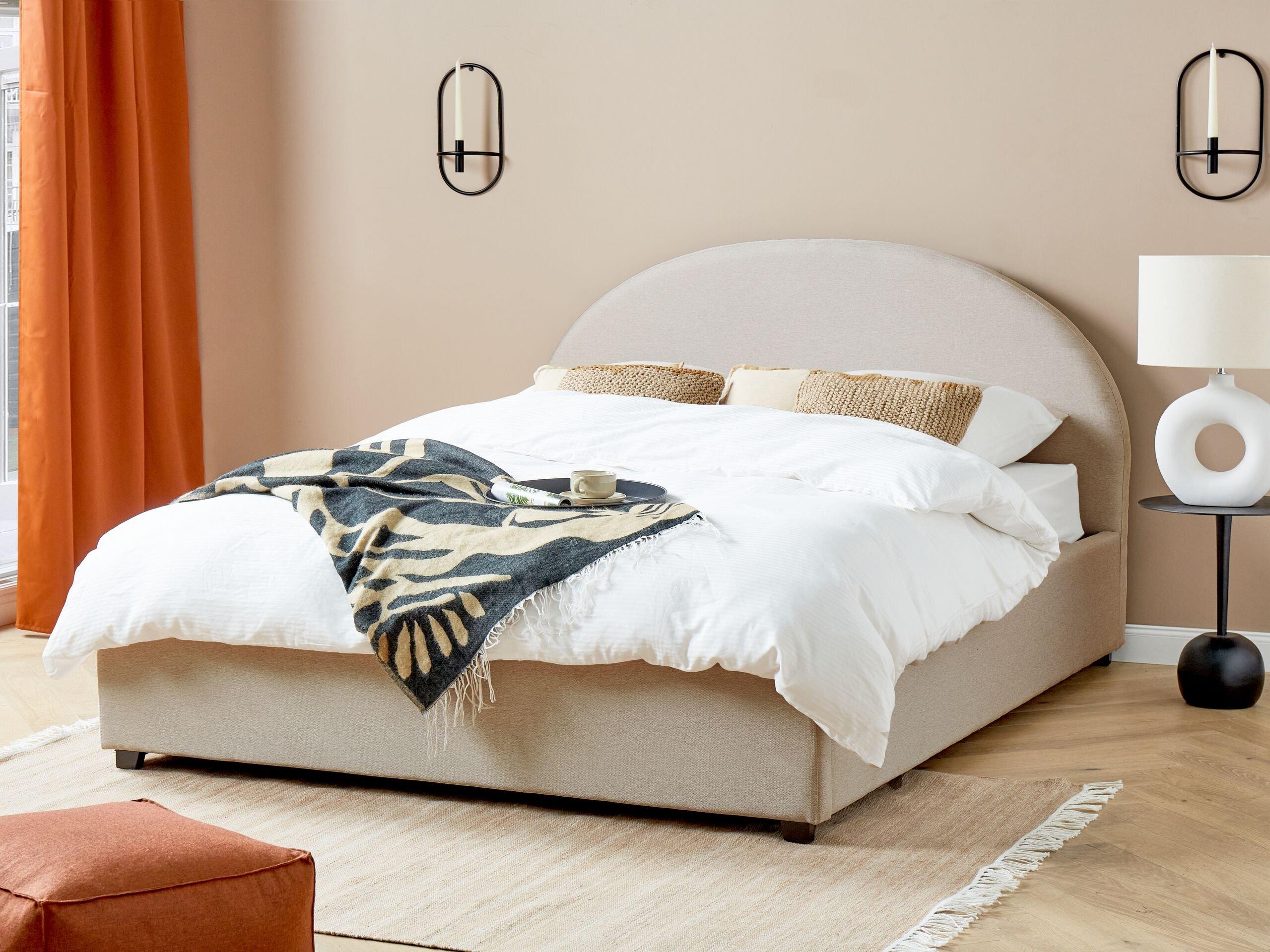 Beliani Bett mit Bettkasten aus Polyester Retro VAUCLUSE  