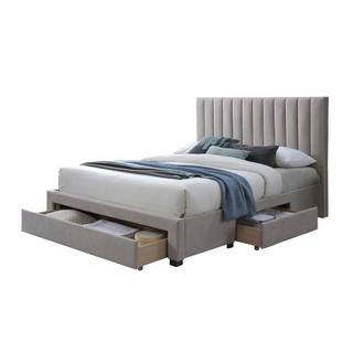 Vente-unique Lit avec 3 tiroirs 140 x 200 cm - Tissu - Beige + Matelas - LIAKO  