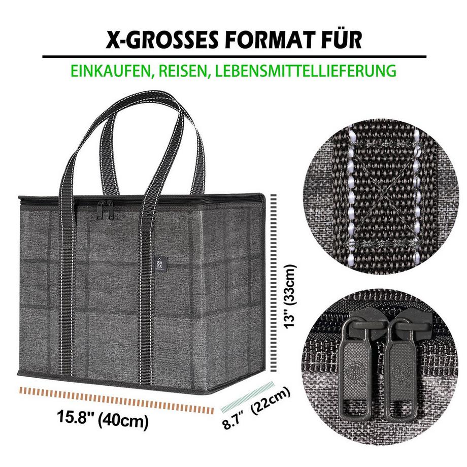 Only-bags.store  2 Stück Einkaufstasche Wiederverwendbare faltbare Kühltasche Einkaufskorb 