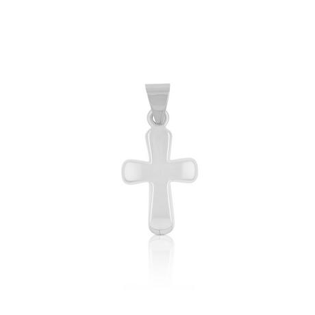 MUAU Schmuck  Anhänger Balken-Kreuz Weissgold 750, 18x9mm 