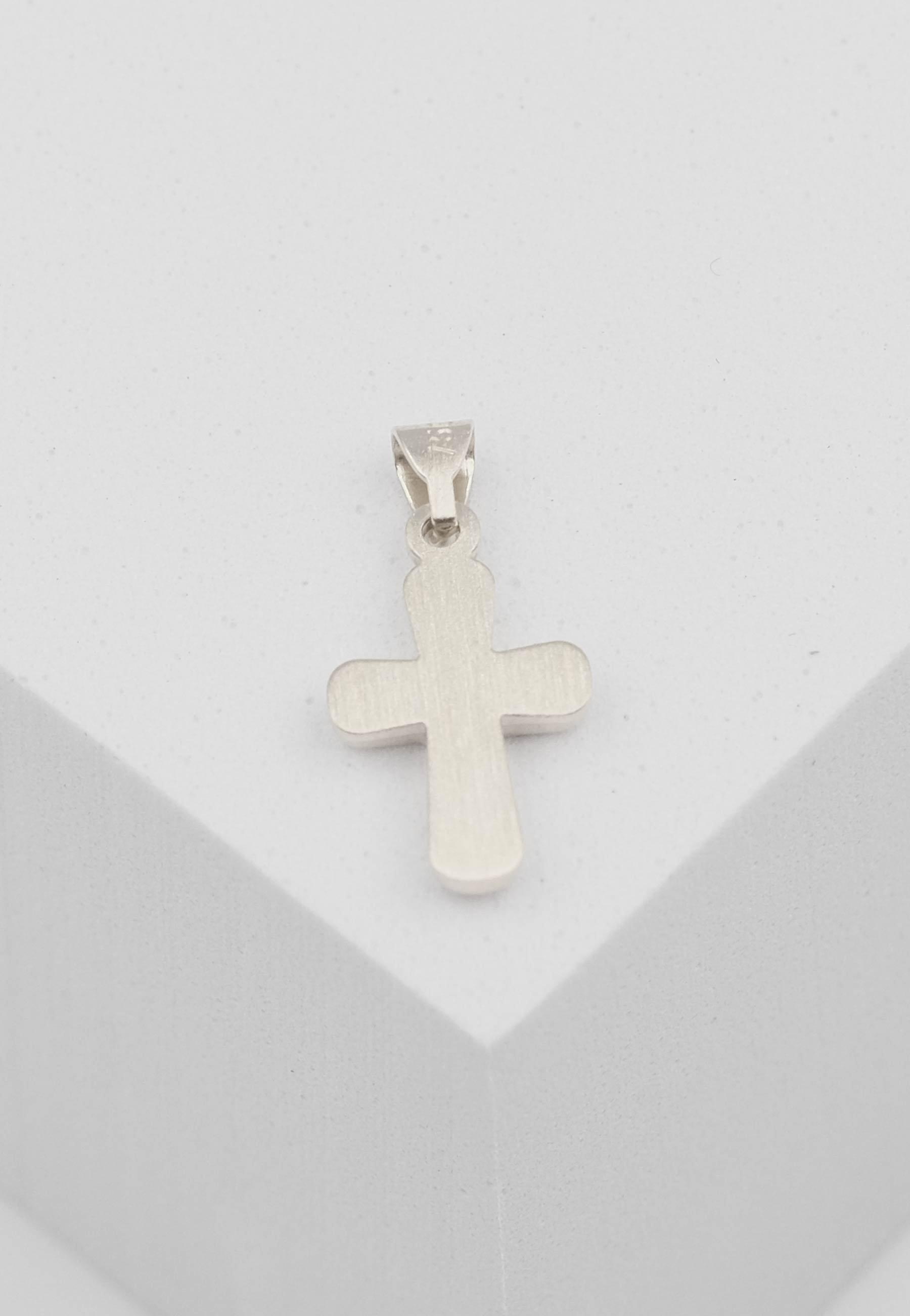 MUAU Schmuck  Anhänger Balken-Kreuz Weissgold 750, 18x9mm 