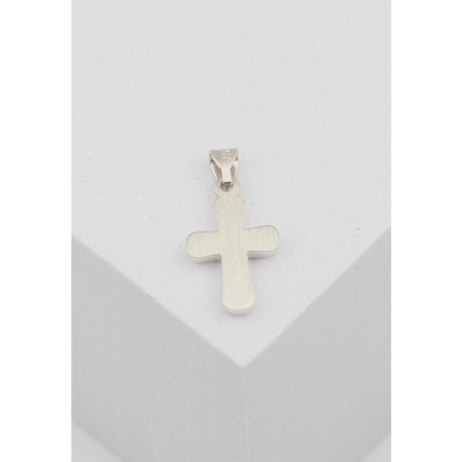 MUAU Schmuck  Pendentif croix de poutre en or blanc 750, 18x9mm 