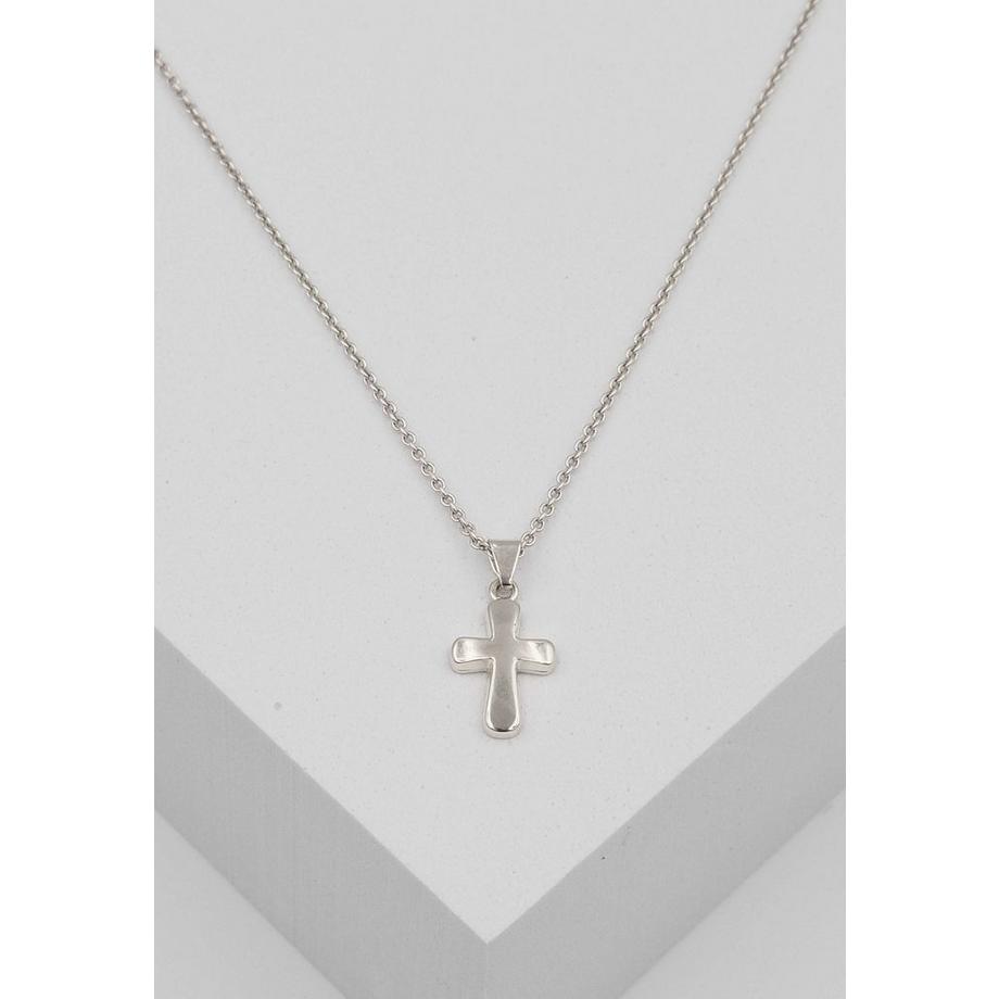 MUAU Schmuck  Pendentif croix de poutre en or blanc 750, 18x9mm 