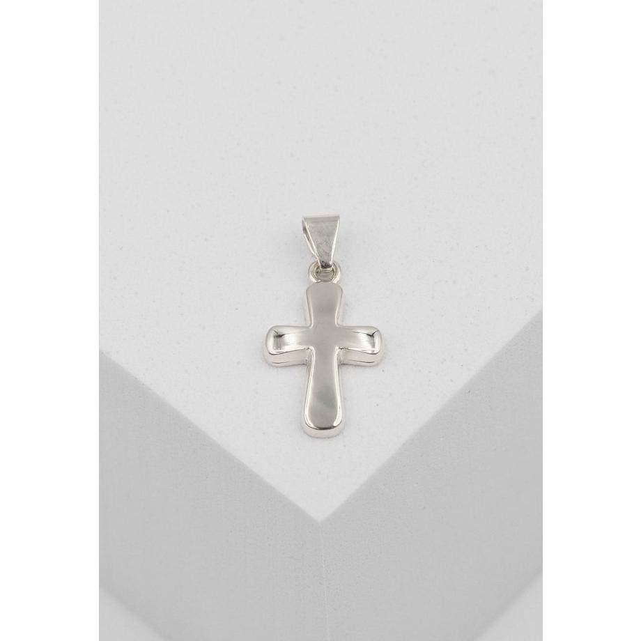 MUAU Schmuck  Pendentif croix de poutre en or blanc 750, 18x9mm 
