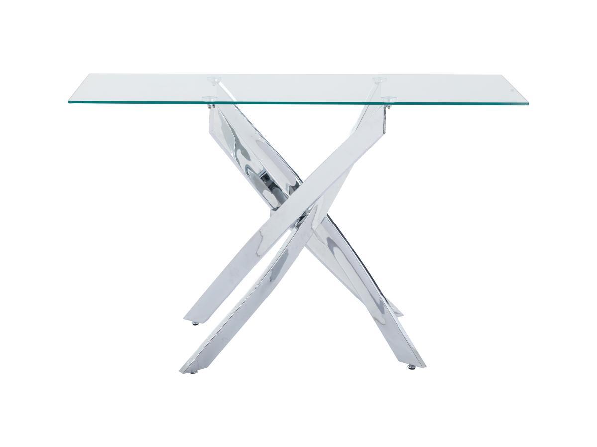 Vente-unique Console en verre trempé et métal chromé - Transparent - COSIMA  