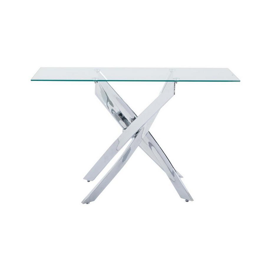 Vente-unique Console en verre trempé et métal chromé - Transparent - COSIMA  