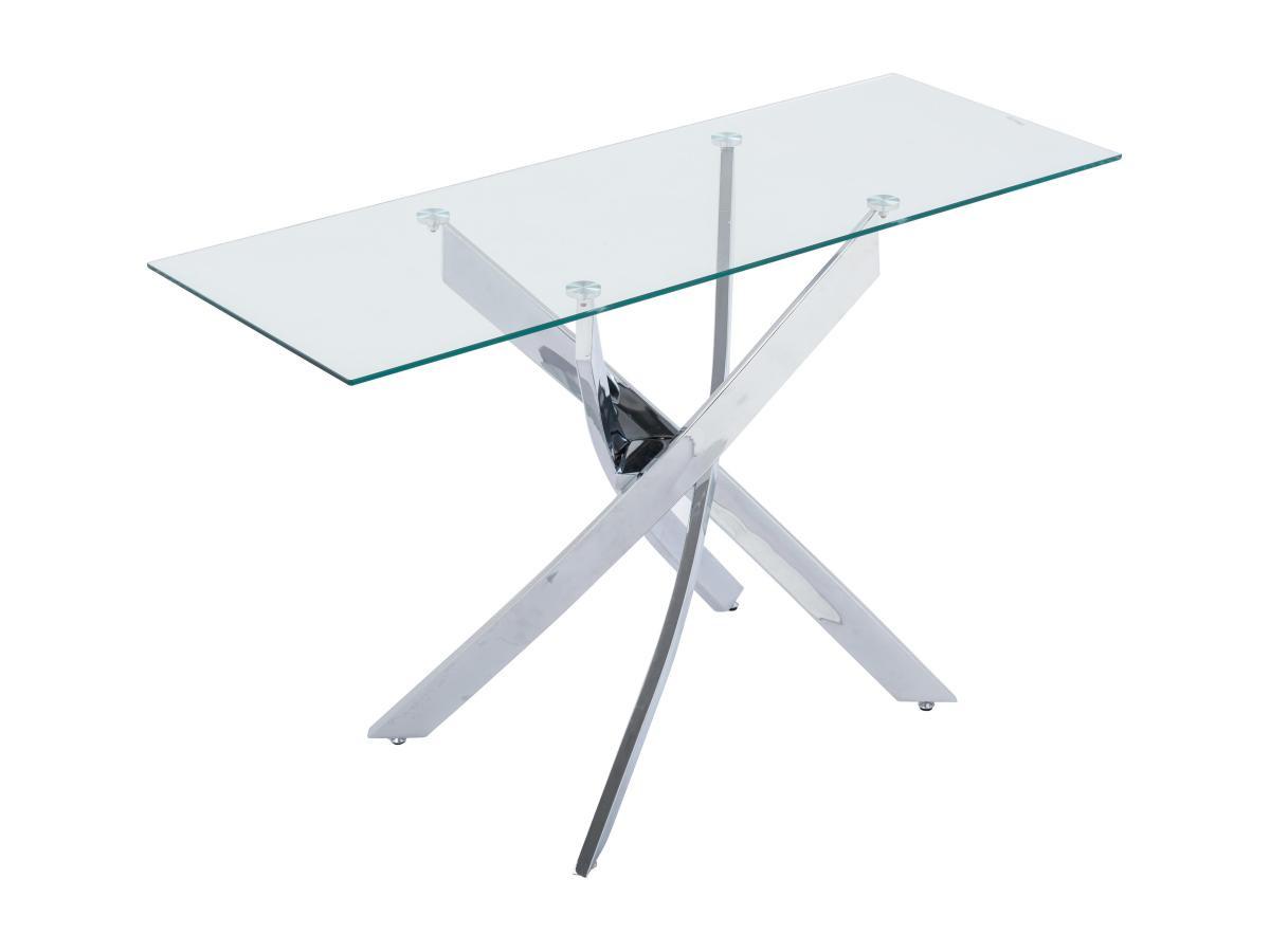 Vente-unique Console en verre trempé et métal chromé - Transparent - COSIMA  