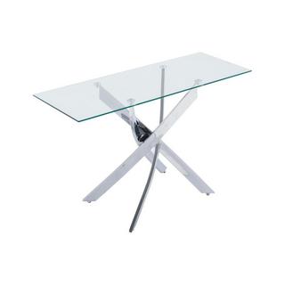 Vente-unique Console en verre trempé et métal chromé - Transparent - COSIMA  