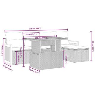 VidaXL Ensemble de canapés de jardin rotin synthétique  