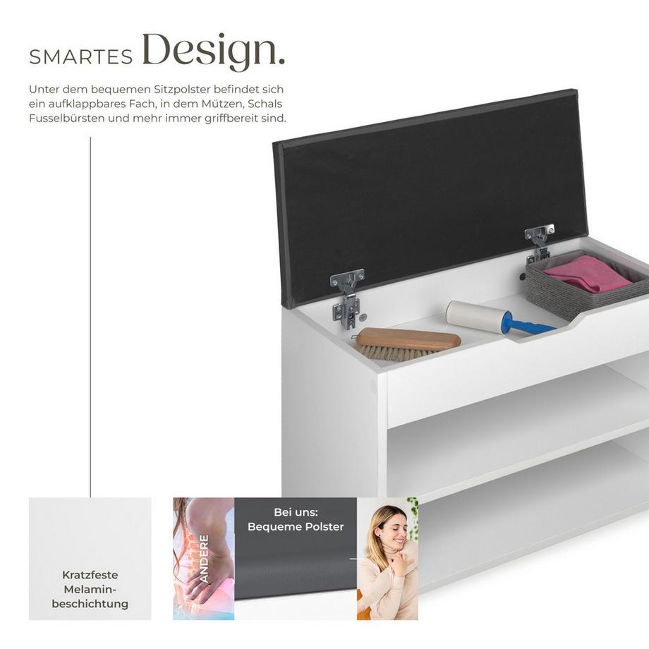 Tectake Schuhbank Jasmina mit Sitzpolster  