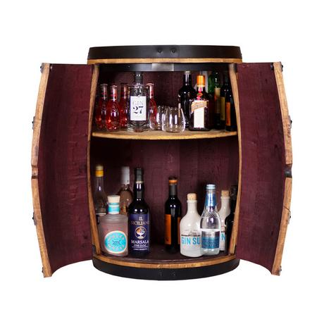 Bodega Tonneau de bar en chêne avec éclairage LED et porte  