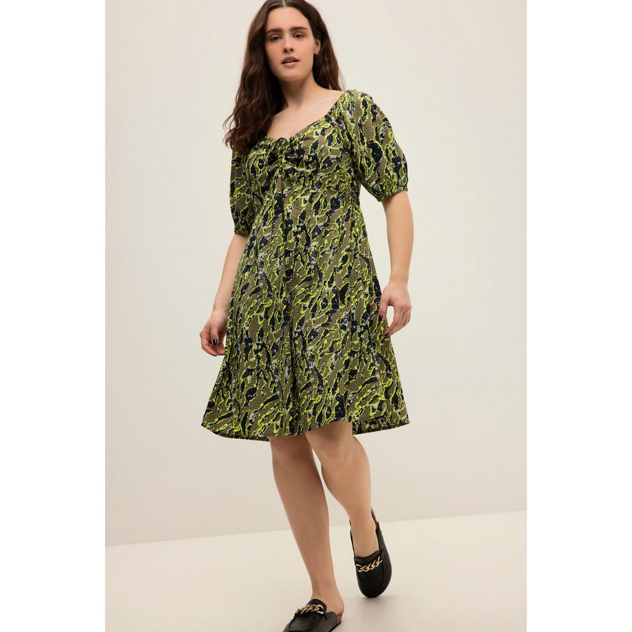 Studio Untold Mini Robe A-Line Zèbre Crinkle Col Halter Manches Ballon  