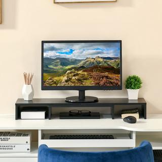 Northio  Monitorständer Länge & Winkel Verstellbar, Doppelter Bildschirmständer, Holzregal, 80-117X23,5X10Cm 