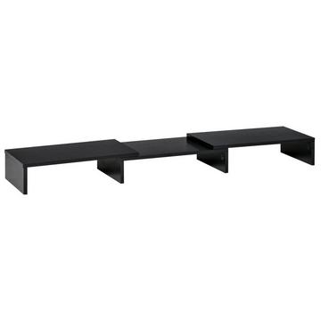 Monitorständer Länge & Winkel Verstellbar, Doppelter Bildschirmständer, Holzregal, 80-117X23,5X10Cm