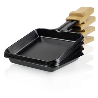 Princess Pure 4 Raclette 4 Pfännchen, Antihaftbeschichtung Schwarz, Bambus  