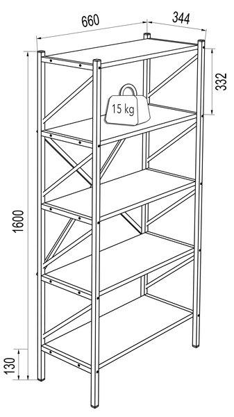 VCM Holz Metall Aufbewahrung Stand Regal Bücherregal Deko Bücher Standregal Insasi 5  