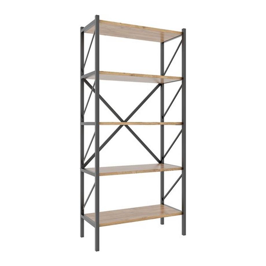 VCM Holz Metall Aufbewahrung Stand Regal Bücherregal Deko Bücher Standregal Insasi 5  