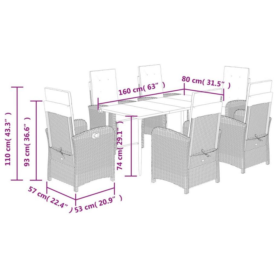 VidaXL set da pranzo da giardino Polirattan  