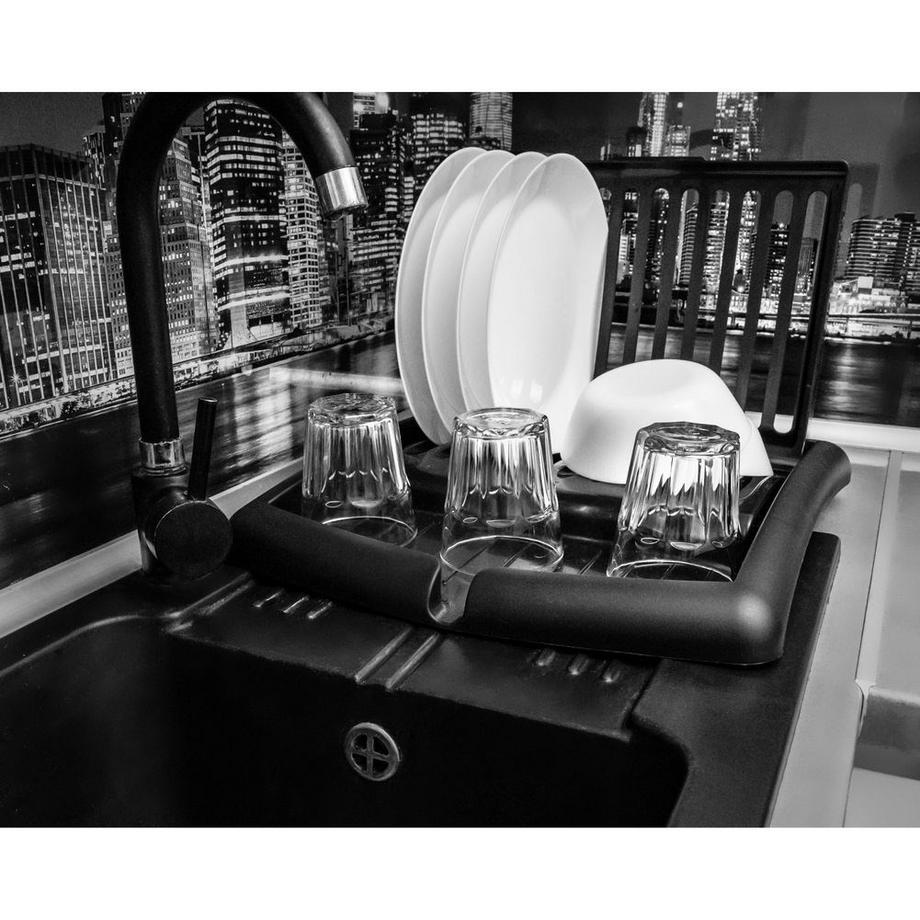 B2X  Ausziehbarerer Geschirrständer mit Platz für Teller und Gläser 