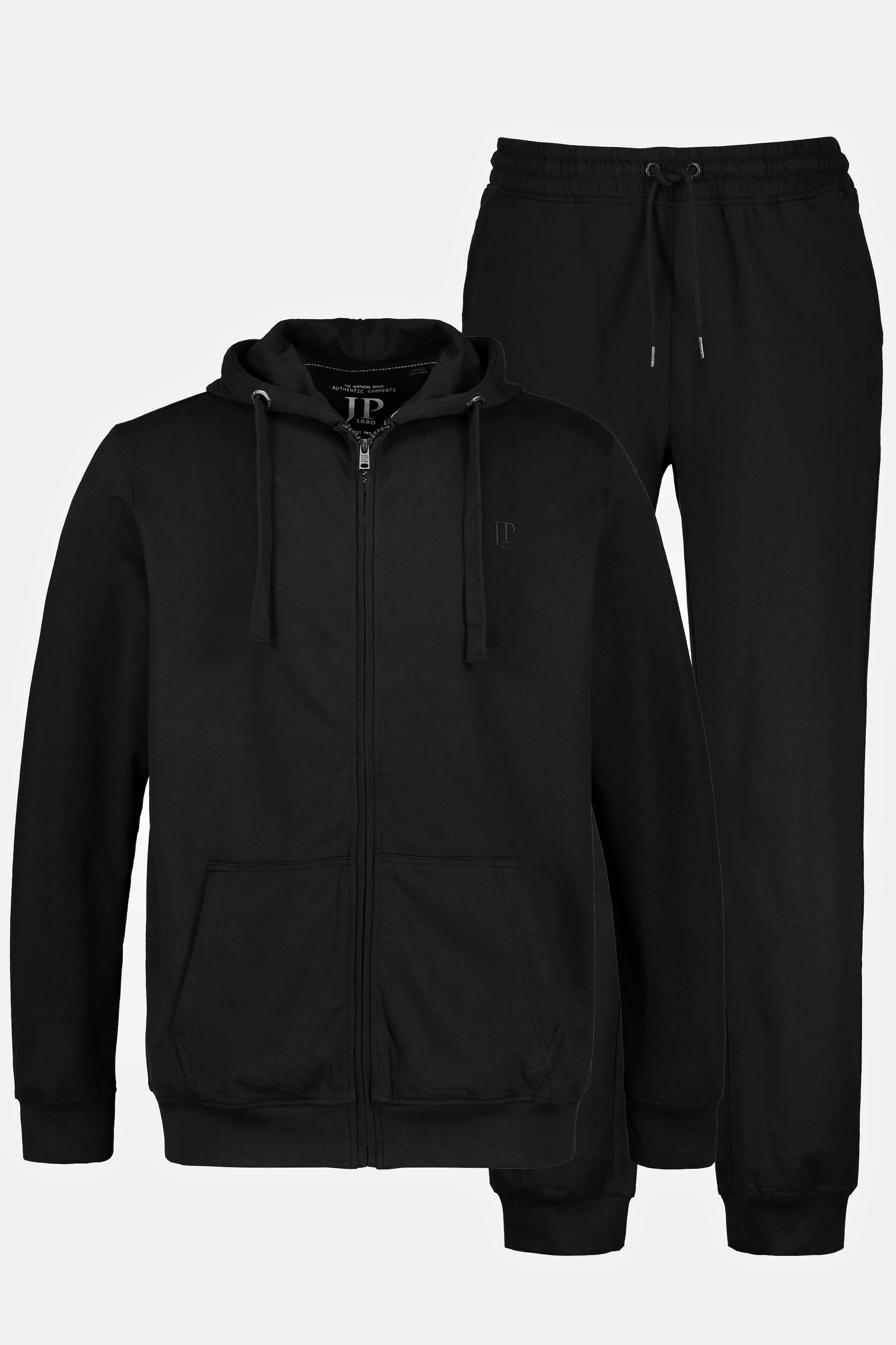 JP1880  Tenue de jogging, Homewear, 2 pièces, veste à capuche et pantalon noir 