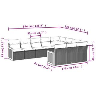 VidaXL set divano da giardino Polirattan  