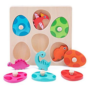 Greifpuzzle Holzpuzzle | Dinosauriereier Sortierpuzzle für Kinder