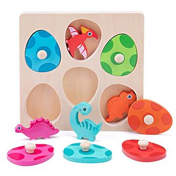 Greifpuzzle Holzpuzzle | Dinosauriereier Sortierpuzzle für Kinder