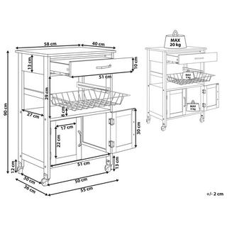 Beliani Chariot de cuisine en MDF Traditionnel LUGO  