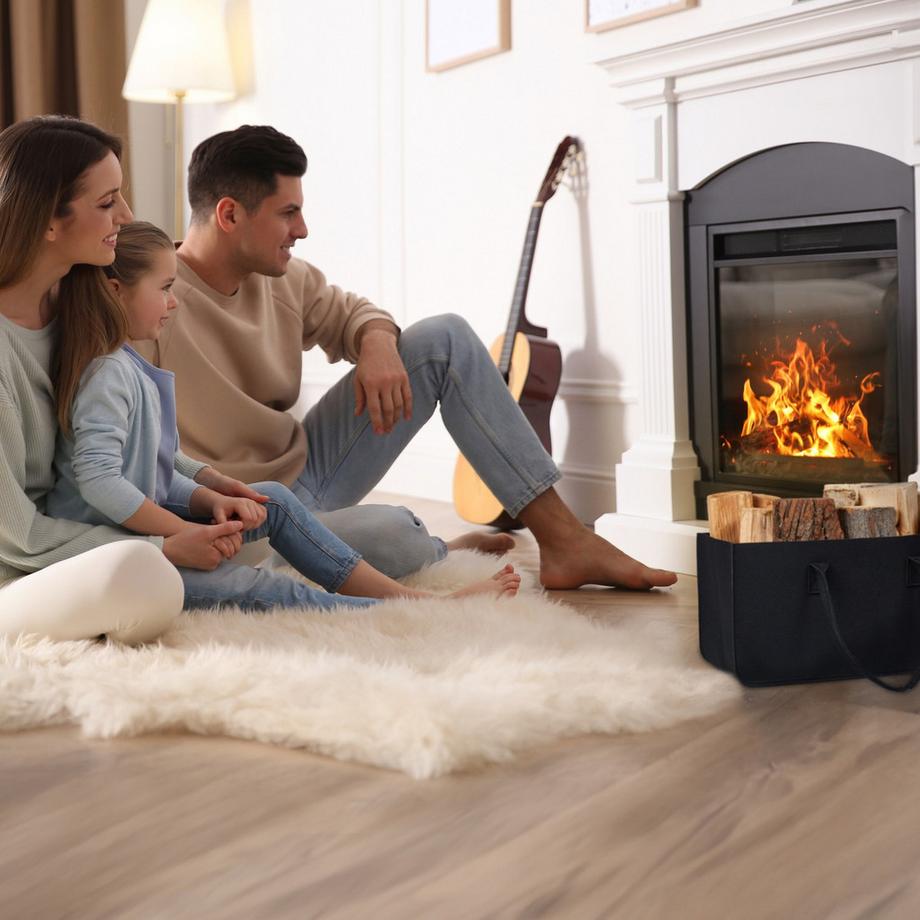 B2X set di 2 sacchi per legna da ardere in feltro nero  