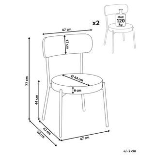 Beliani Lot de 2 chaises en Bouclé Moderne ALLISON  