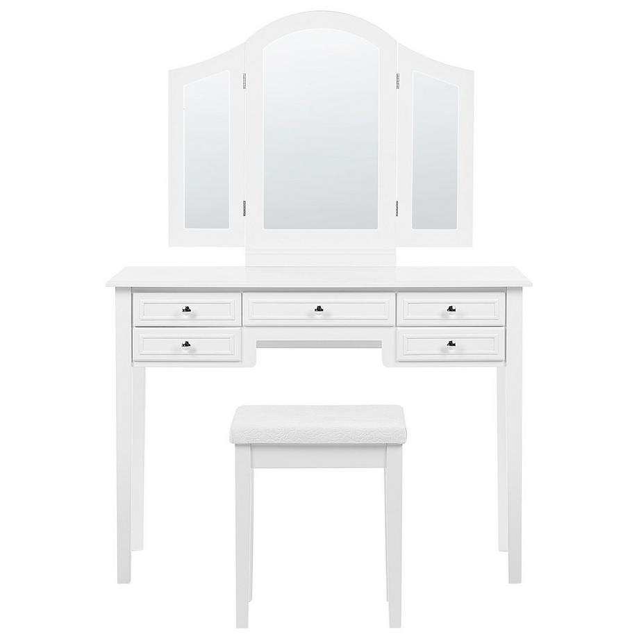 Beliani  Coiffeuse avec miroir et tabouret en MDF  LUMIERE 