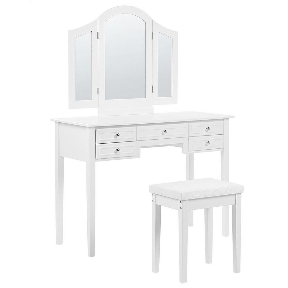 Beliani  Coiffeuse avec miroir et tabouret en MDF  LUMIERE 