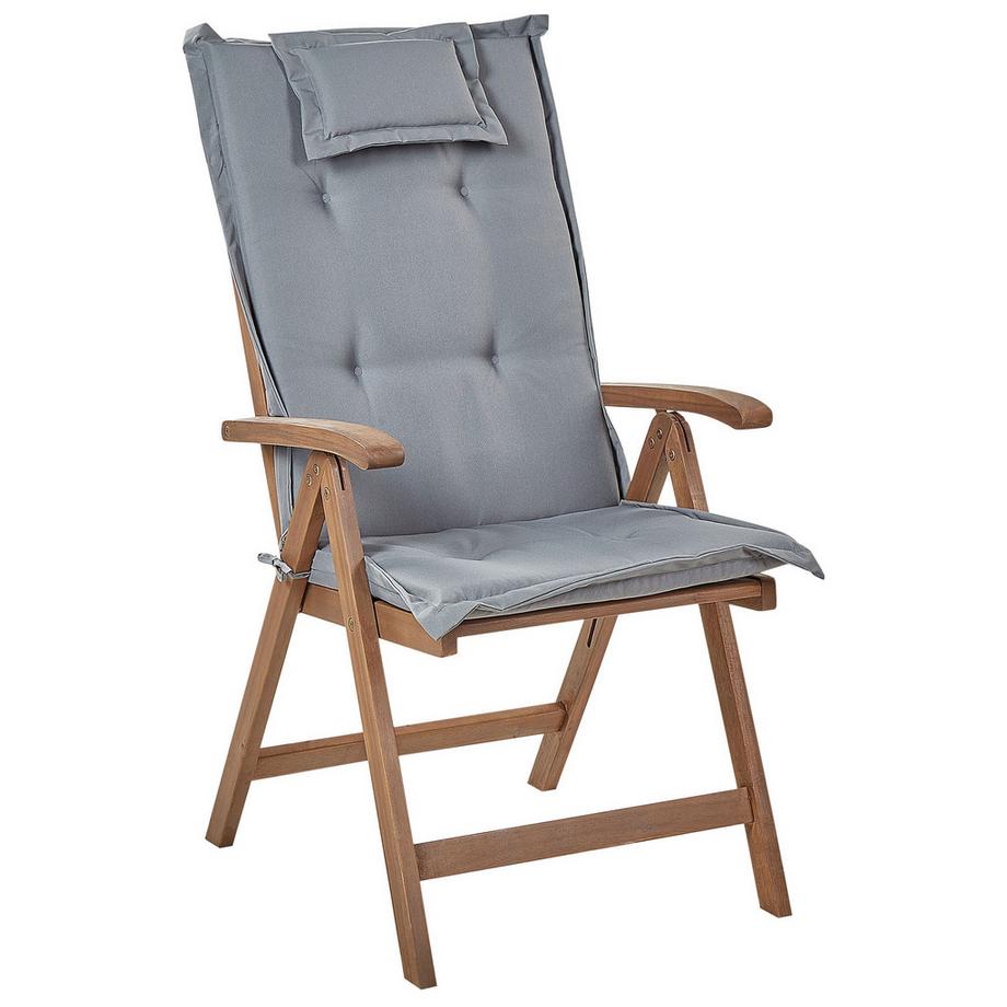 Beliani Lot de 2 chaises de jardin avec coussins en Acacia Rustique AMANTEA  