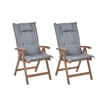 Lot de 2 chaises de jardin avec coussins en Acacia Rustique AMANTEA