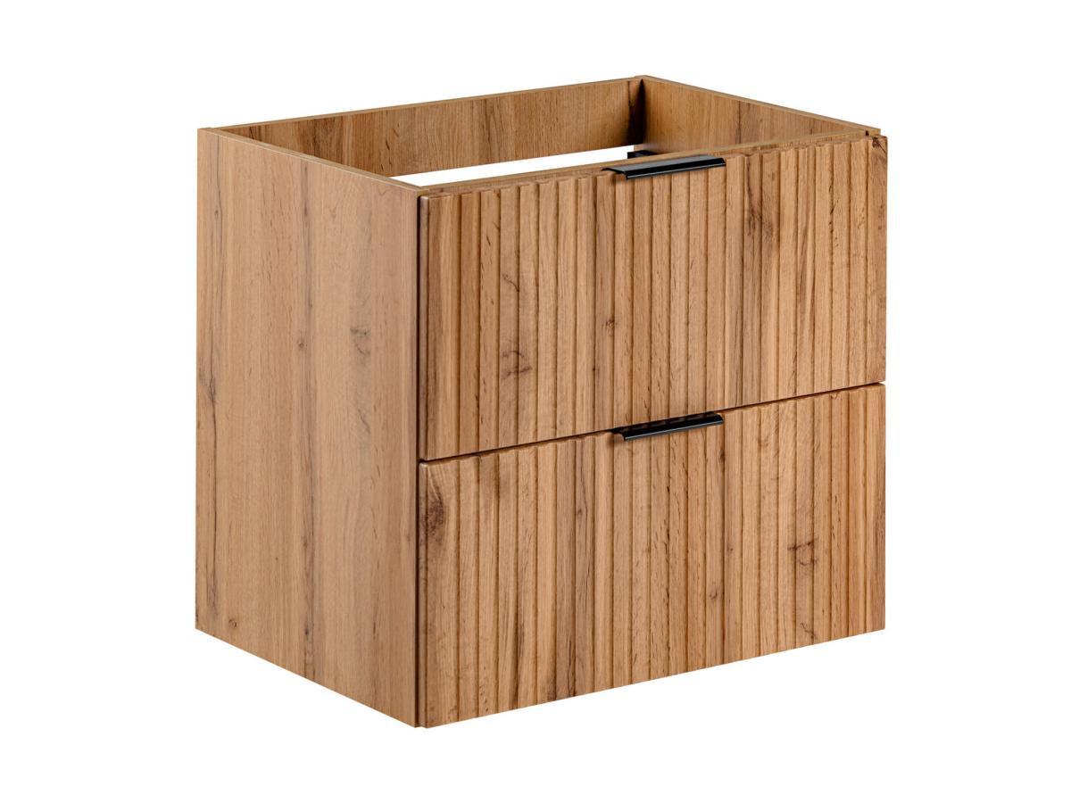 Vente-unique Mobile sotto lavabo sospeso a righe L60 cm Naturale chiaro - ZEVARA  