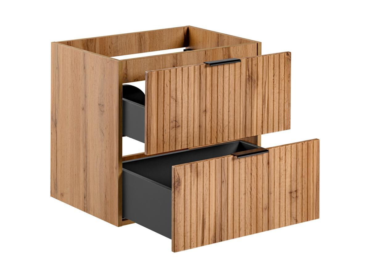 Vente-unique Mobile sotto lavabo sospeso a righe L60 cm Naturale chiaro - ZEVARA  