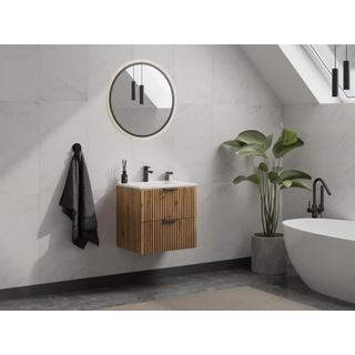 Vente-unique Mobile sotto lavabo sospeso a righe L60 cm Naturale chiaro - ZEVARA  