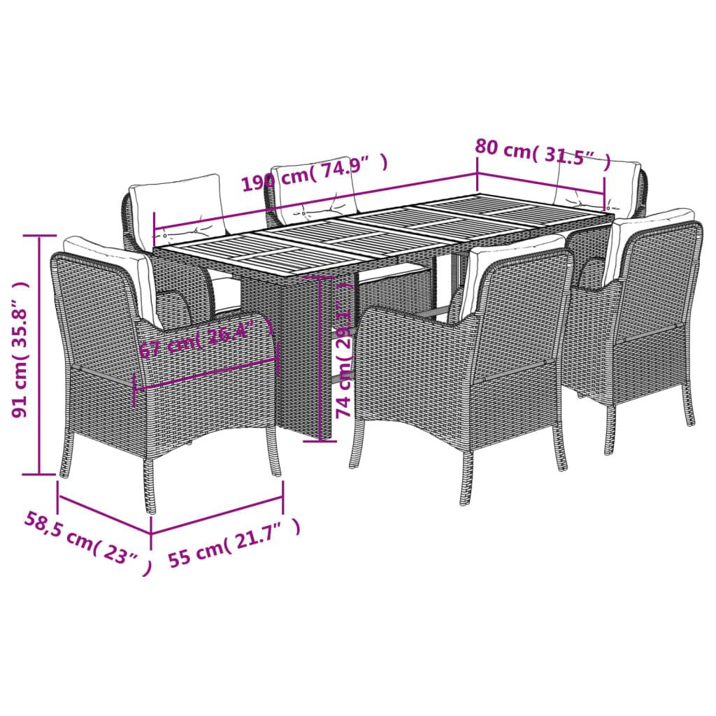 VidaXL Ensemble de salle à manger de jardin rotin synthétique  