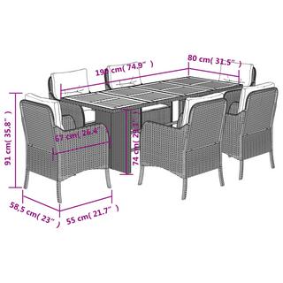 VidaXL Ensemble de salle à manger de jardin rotin synthétique  