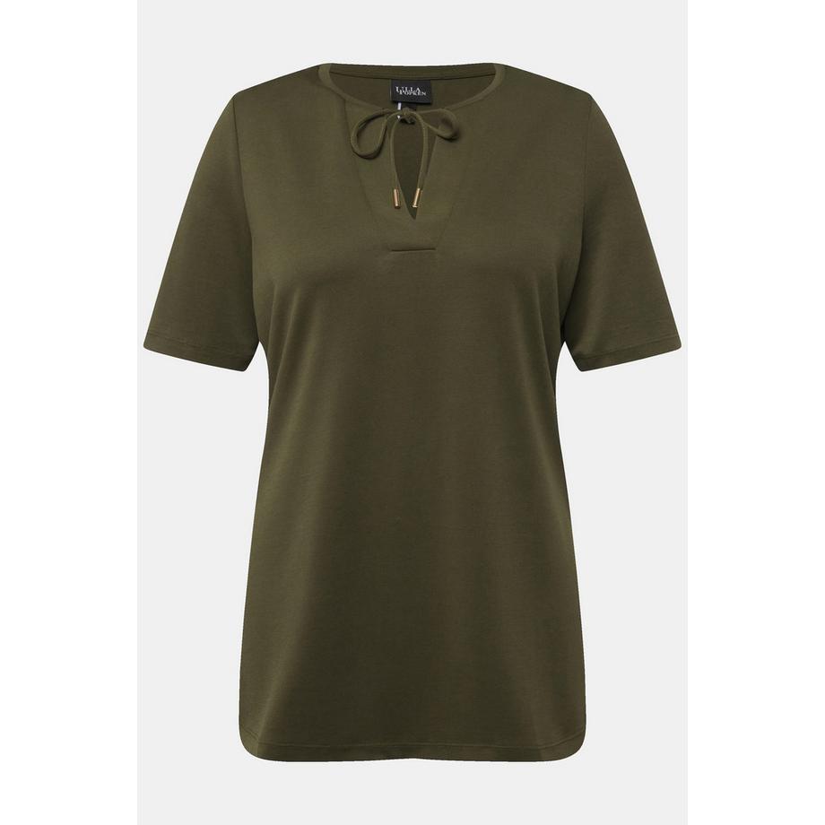 Ulla Popken Sweat-shirt Col Tunisien Manches Courtes Modal Mélangé  