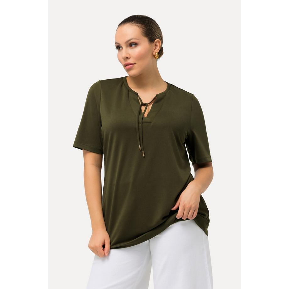 Ulla Popken Sweat-shirt Col Tunisien Manches Courtes Modal Mélangé  