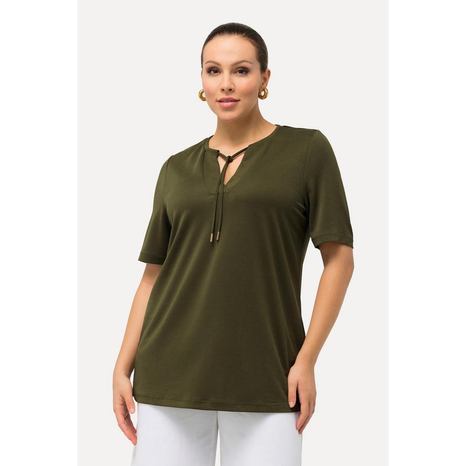 Ulla Popken Sweat-shirt Col Tunisien Manches Courtes Modal Mélangé  