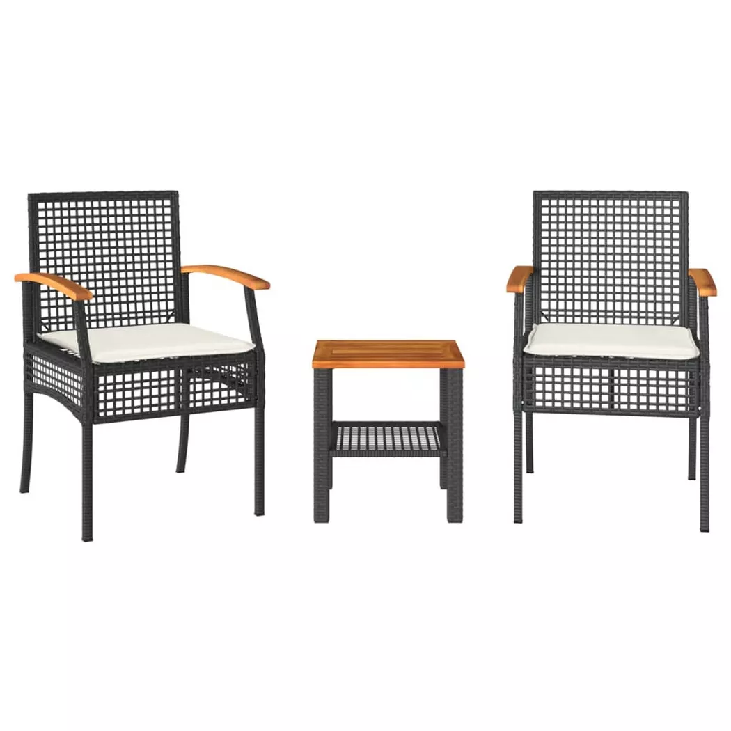 VidaXL - Bistro set poly-rattan, One Size, Schwarz