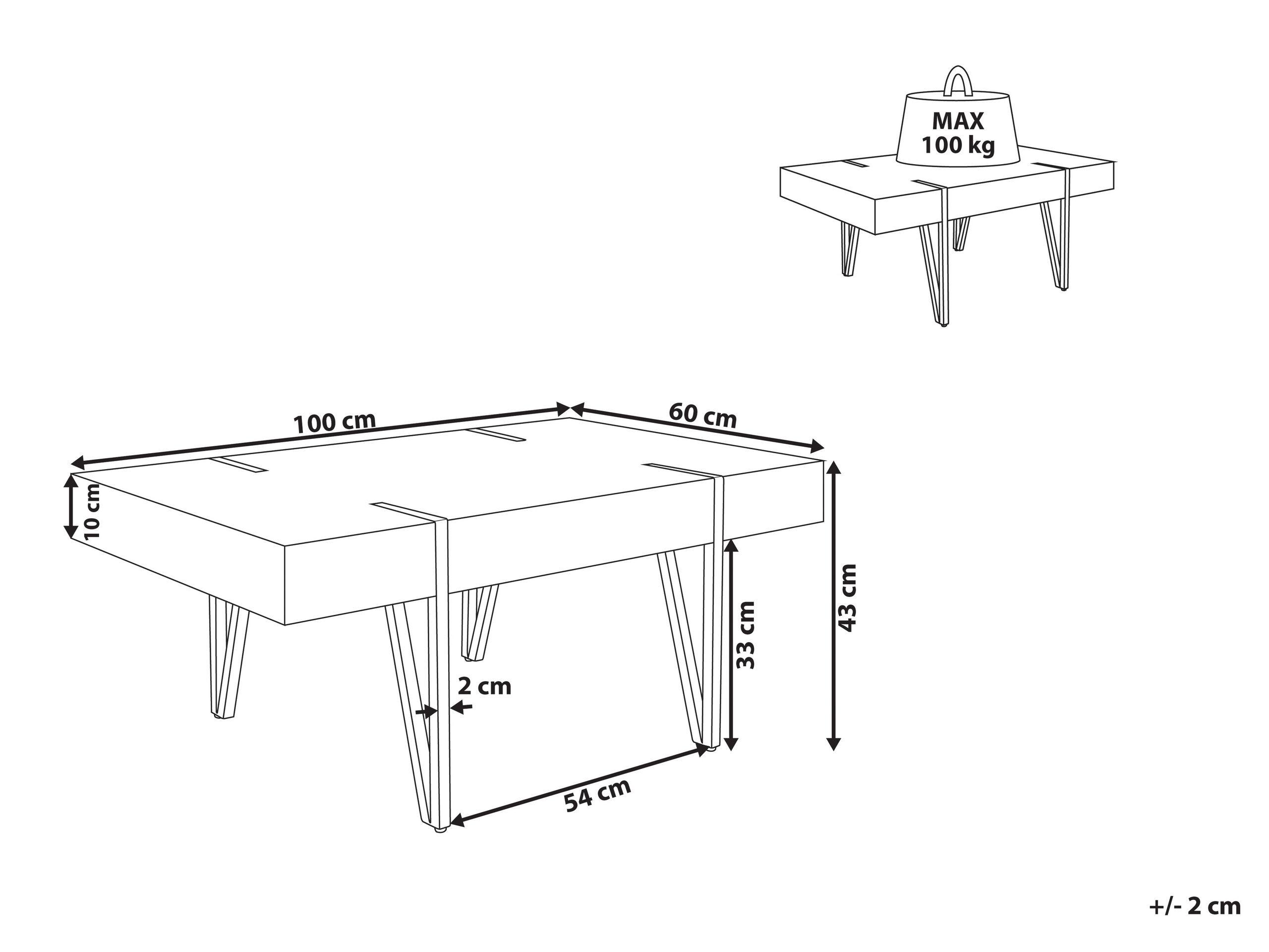 Beliani Couchtisch aus MDF-Platte Industriell ADENA  